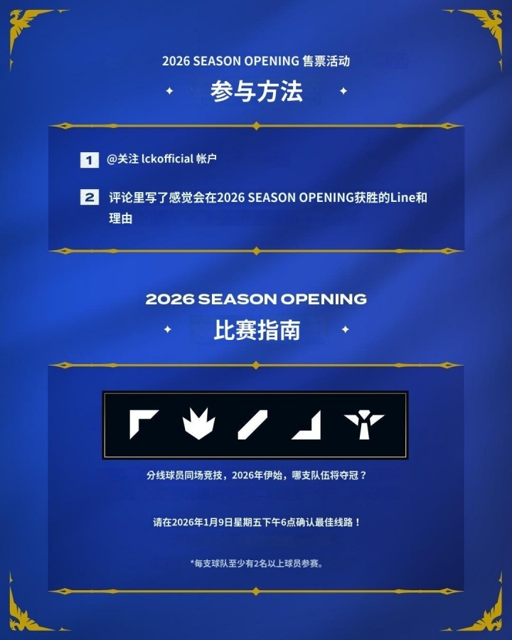 LCK季前赛来袭！将于1月9日按位置分为五支队伍进行组队仪式